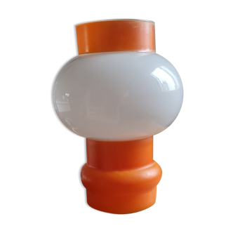 Vintage table lamp in orange opaline in white 1970