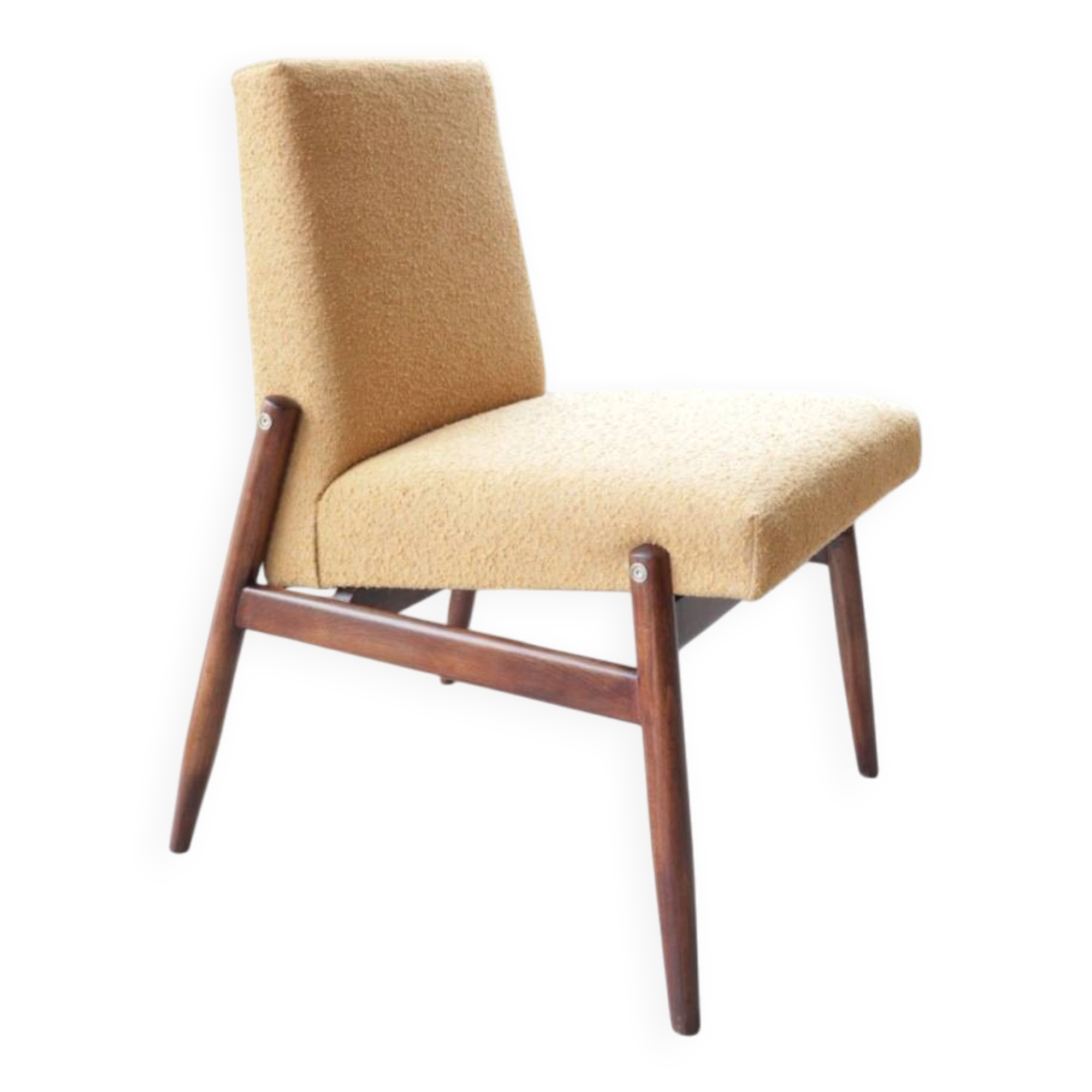 Fauteuil vintage jaune bouclé 1970