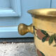 French Brass Cloisonné Style Champagne Bucket with Hand-Painted Fruit
