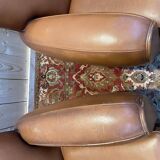 Pair of art deco leather club armchairs