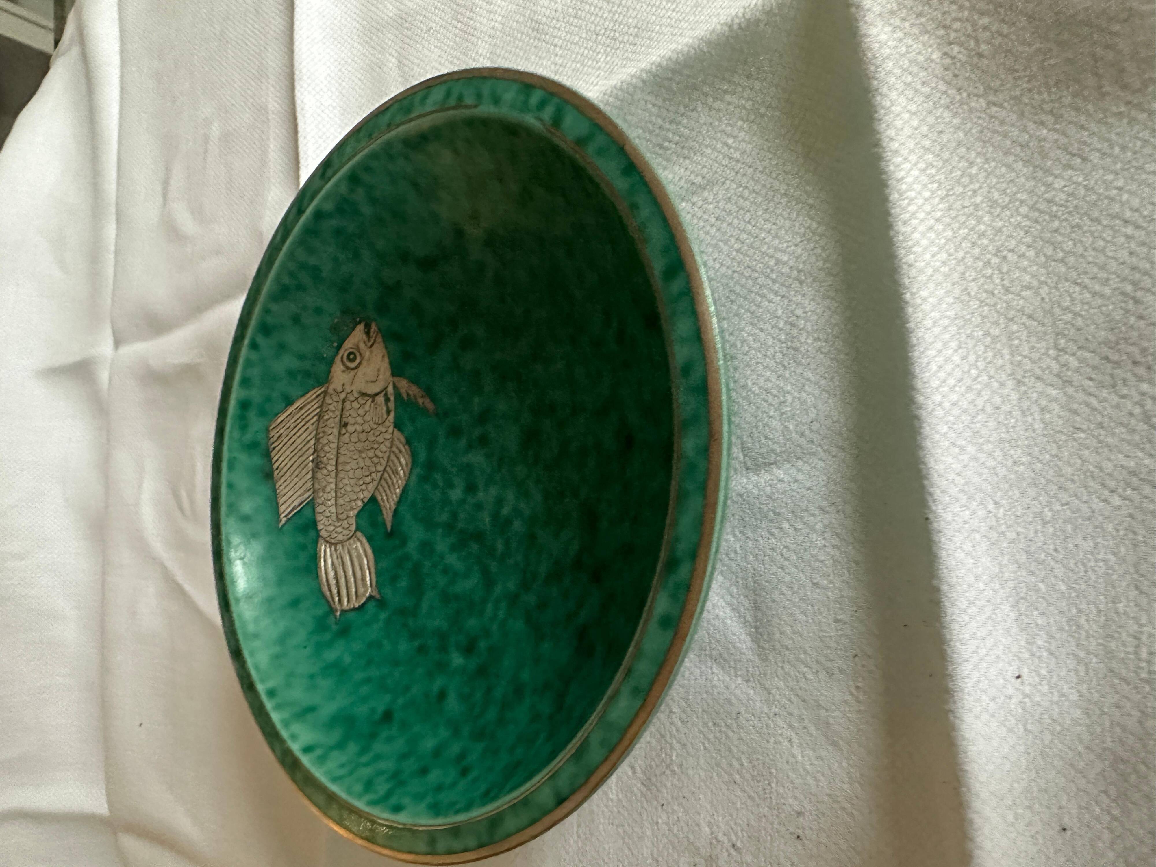 Bowl Wilhelm Kate in ceramic and silver Argenta Gustavsberg Sweden 1950