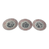 3 talking dessert plates earthenware from Gien the language of flowers n°', 5 and 6 diam 20 cm