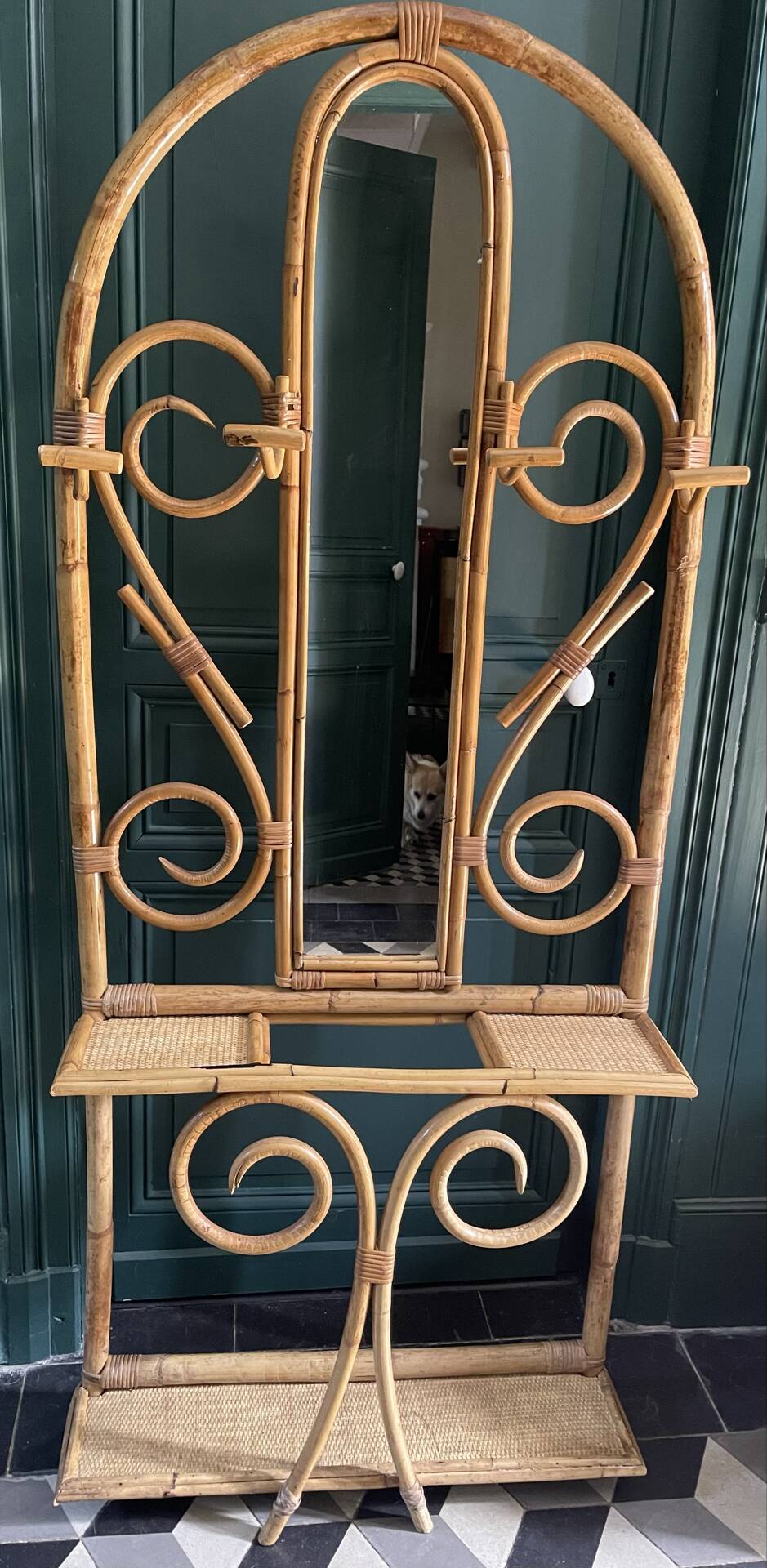 60s bamboo and rattan wardrobe