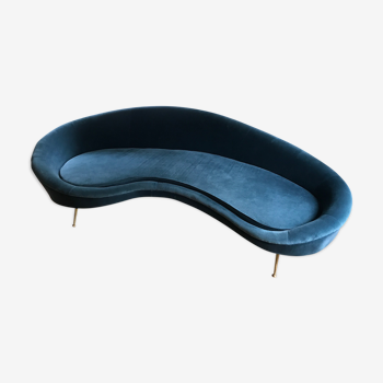 Blue velvet bean sofa