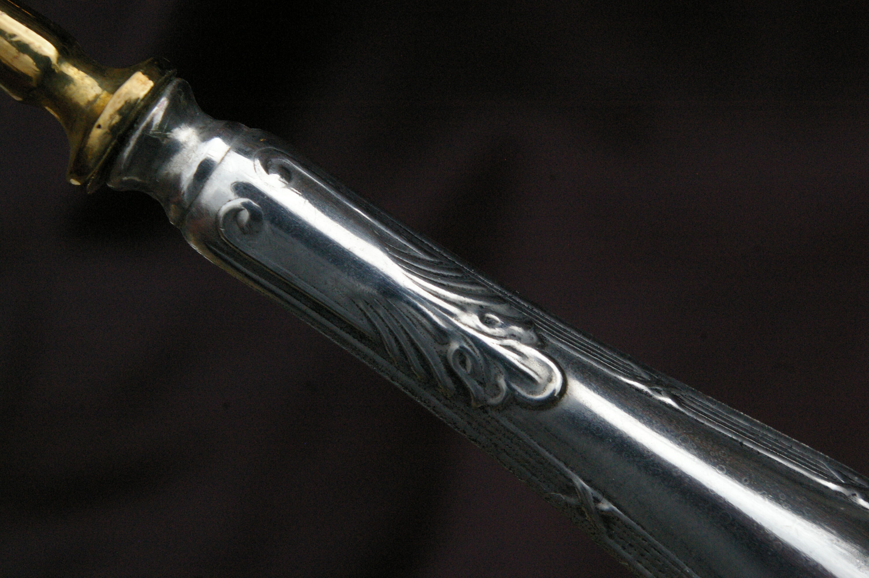 12 Cake Forks Silver Metal and Golden Blades Louis XVI Style