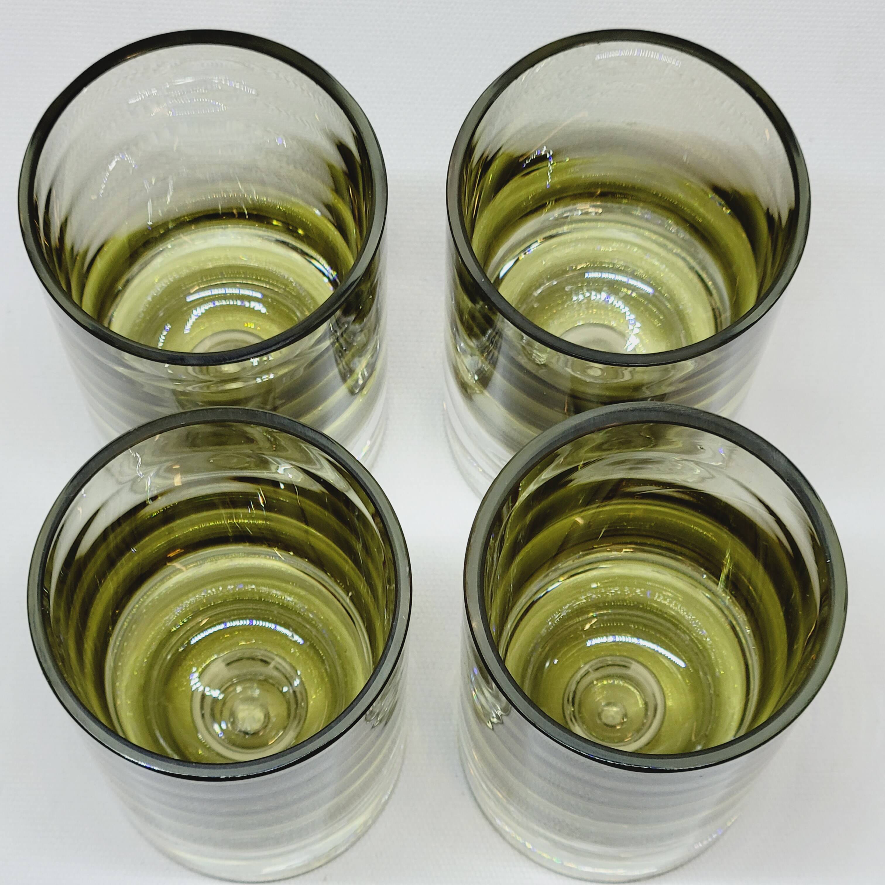 4 vintage whiskey glasses in smoked glass bubble design tapio wirkkala?