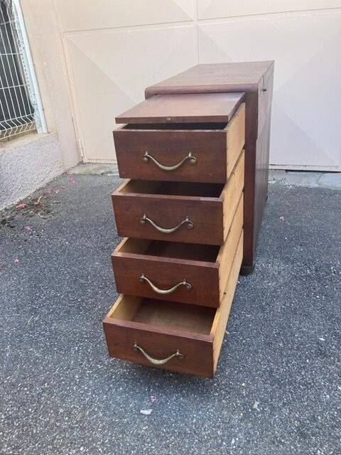 Antique mahogany chiffonnier with 4 drawers and a drop-down flap - 19th century style