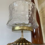 Table lamp in cracked glass and vintage gilded brass base