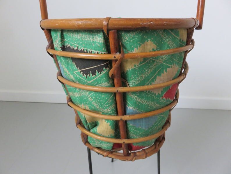 60s 70s rattan tripod worker