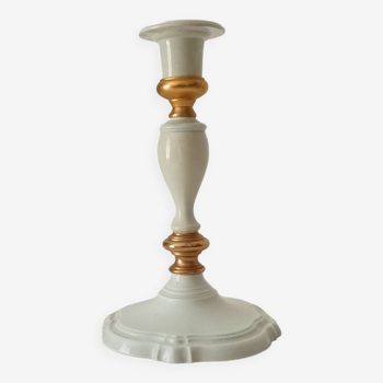 White and gold brass candle holder