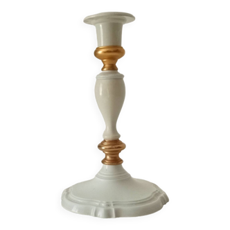 White and gold brass candle holder
