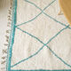 Berber carpet blessed ouarain true turquoise blue with diamonds in wool