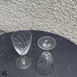 7 vintage crystal and chiseled glass wine glasses