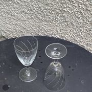 7 vintage crystal and chiseled glass wine glasses