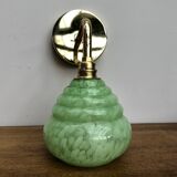 Applique tulipe en verre de Clichy vert mint