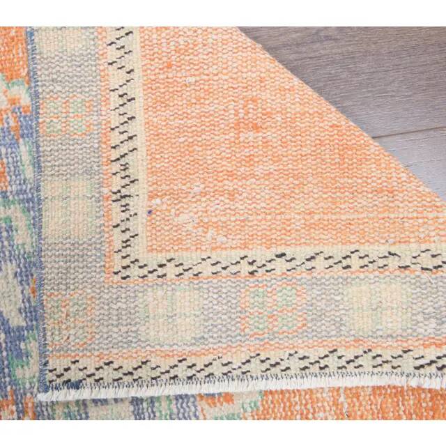 Vintage Turkish Oushak Handmade Wool Cotton Orange Runner 77x325
