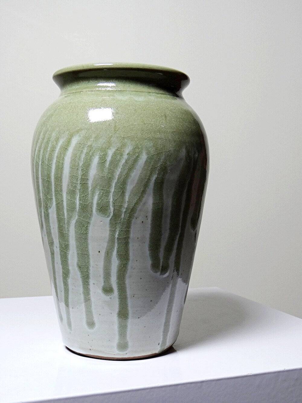 Wabi-Sabi Modernist Vase, Handcrafted Stoneware with Vintage Ash Glaze