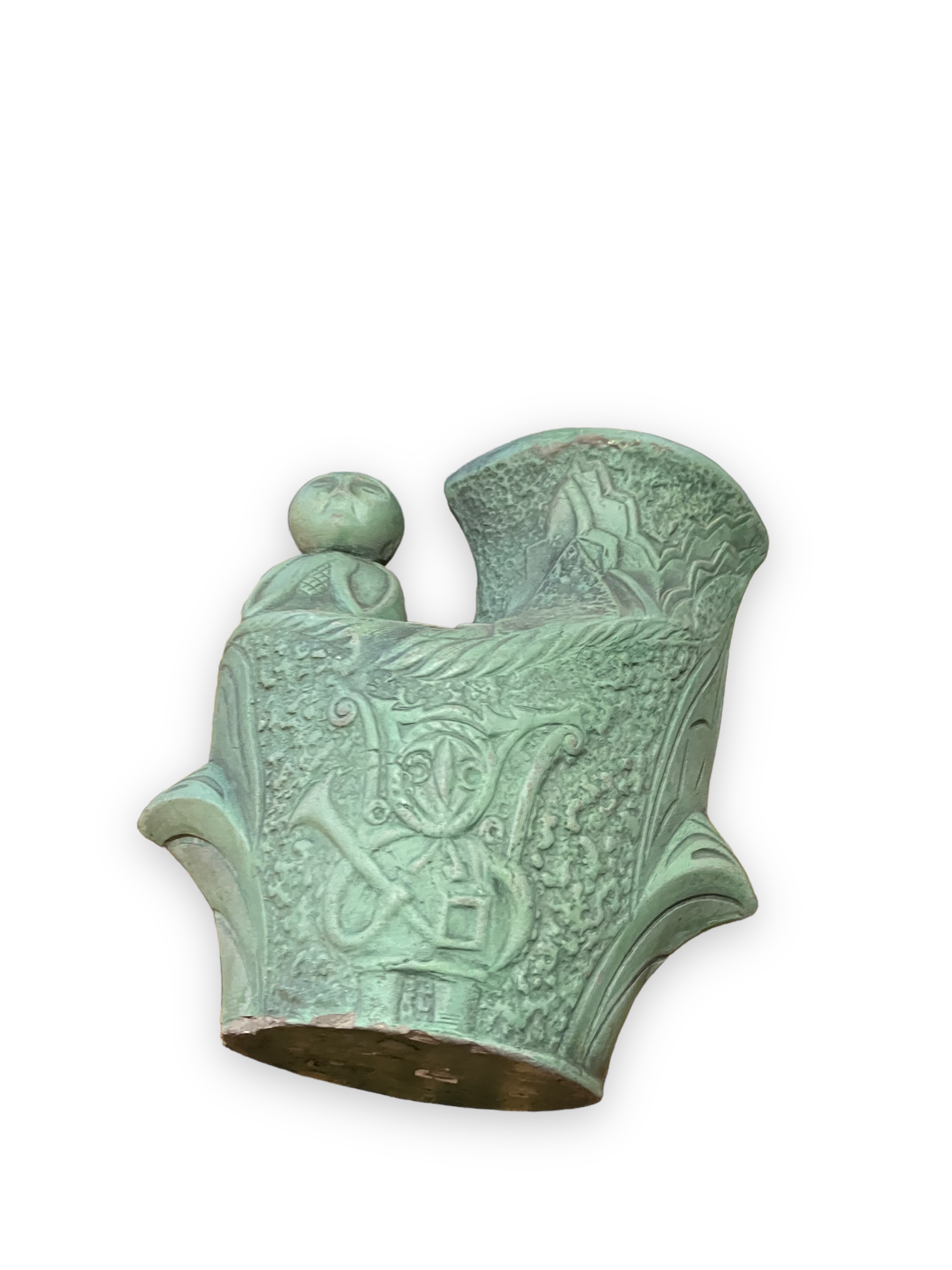 Ethnic anthropomorphic vase in patinated terracotta