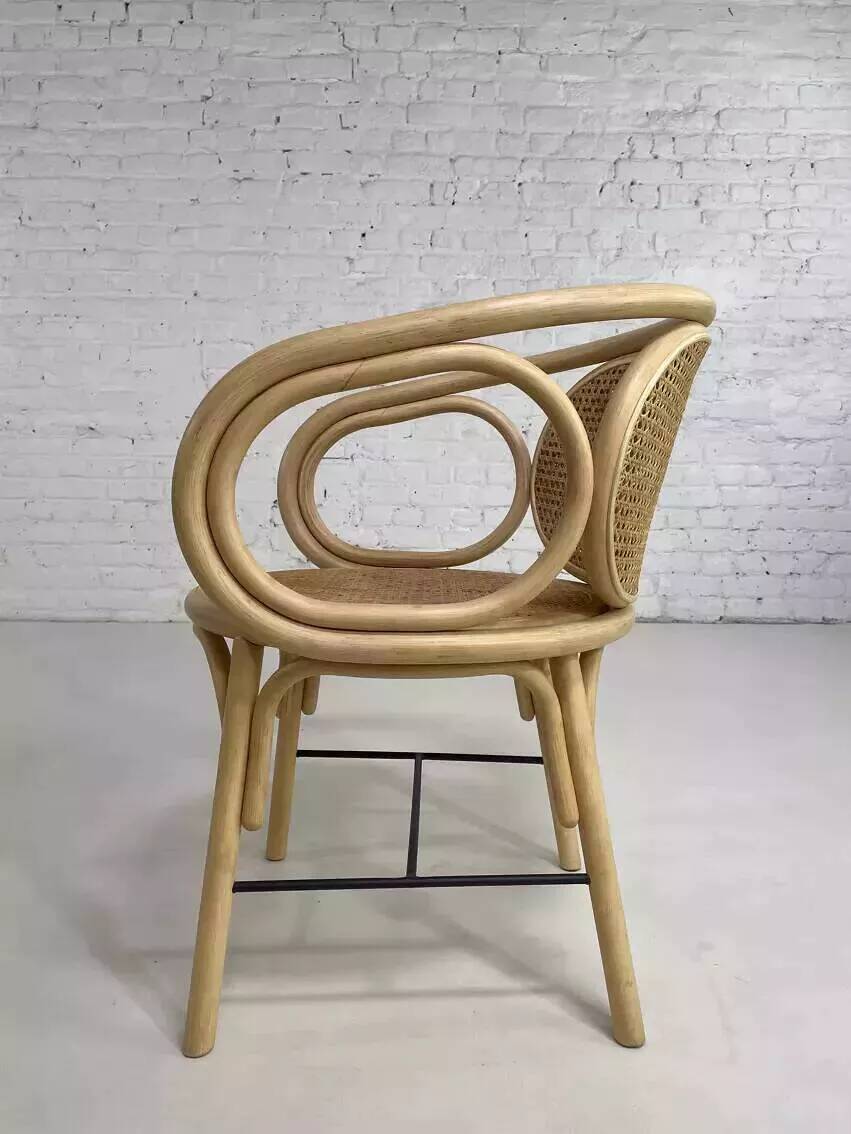 Rattan and cane armchair