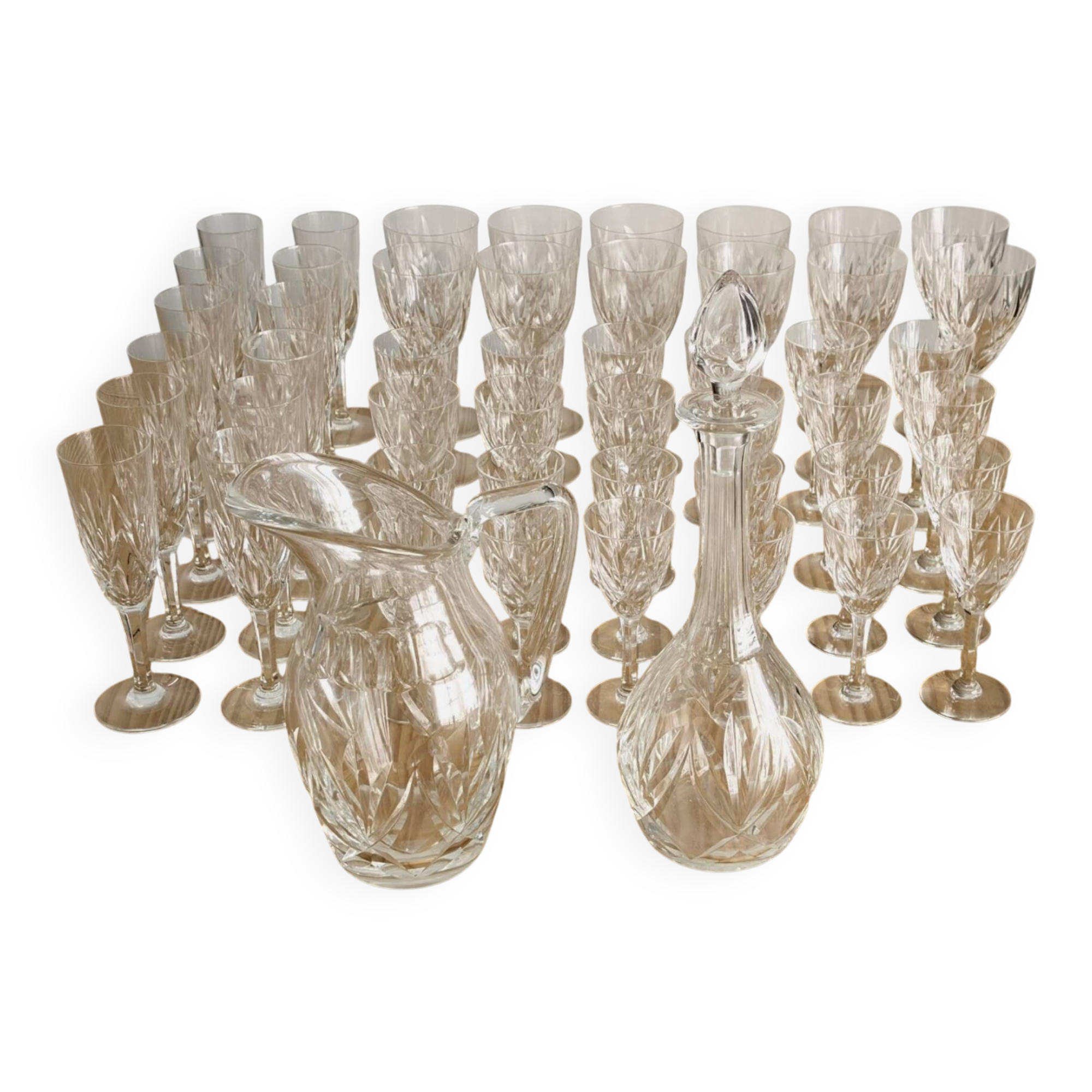 Complete Saint Louis crystal service - Chantilly pattern (50 pieces)