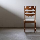 Set of 6 vintage Danish oak razorblade highback chairs by H. Kjærnulf, 1960s