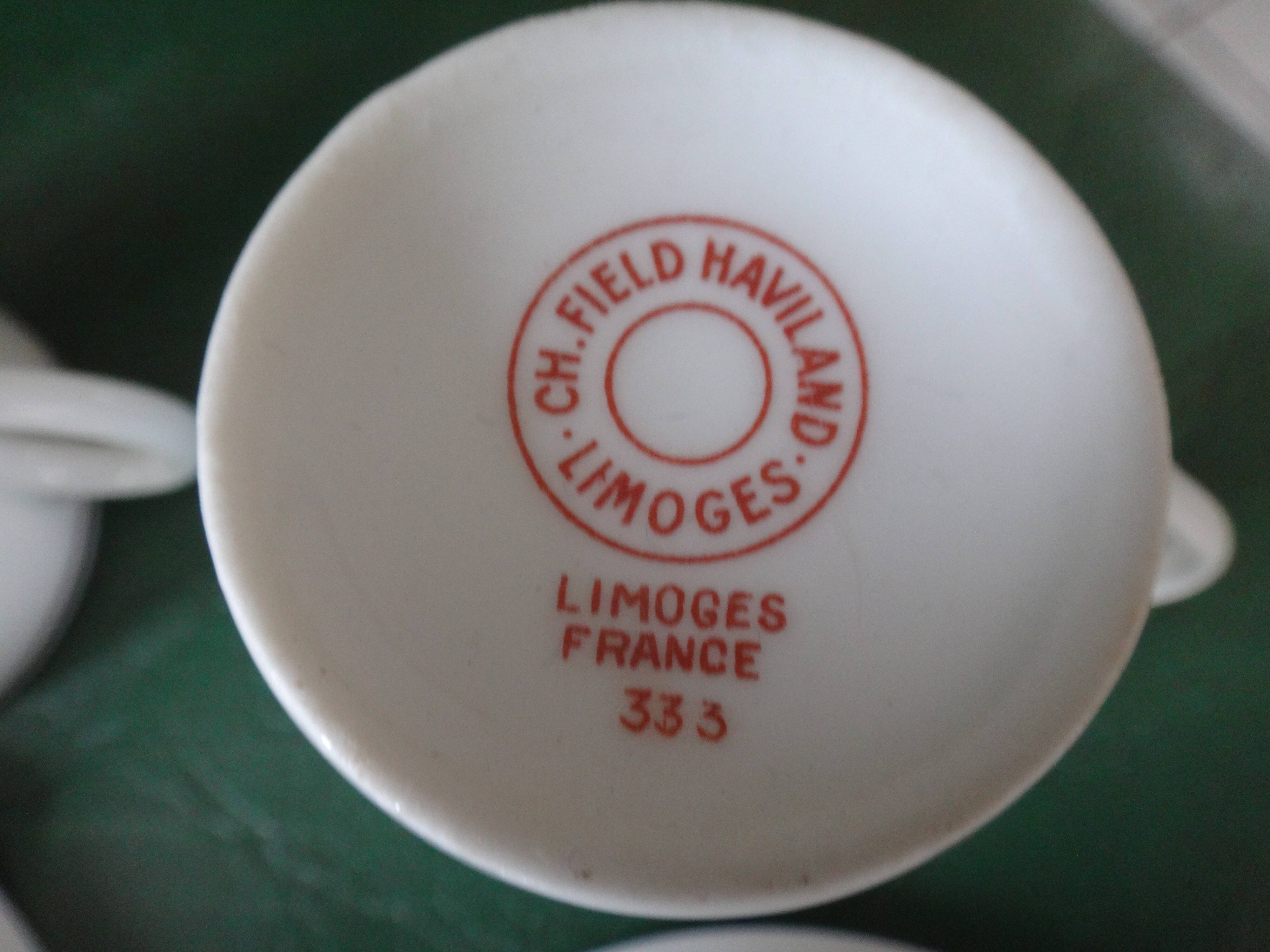 2 coffee cups and saucers in Limoges porcelain