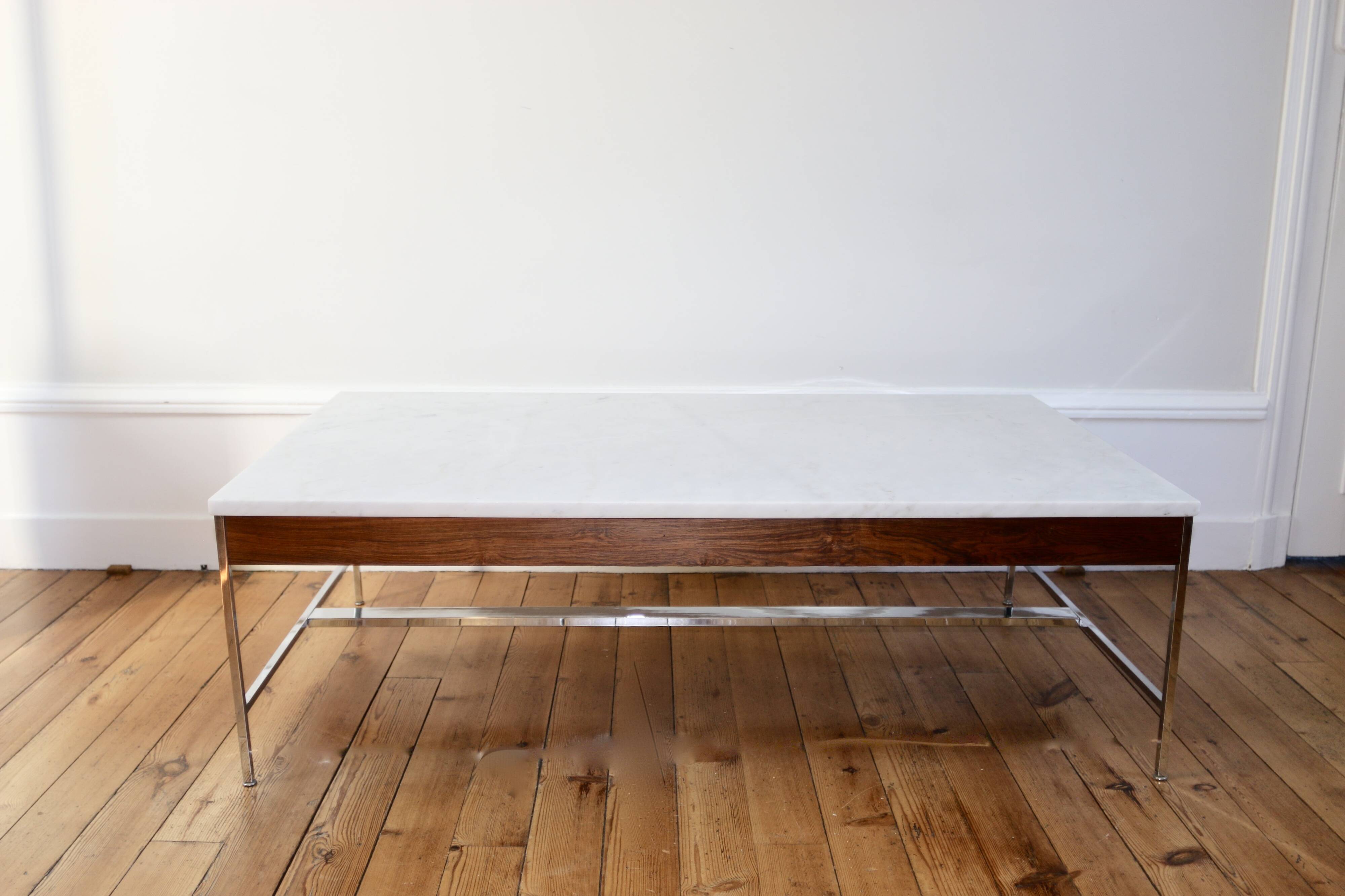 Table basse design marbre et palissandre Georges Nelson 1970