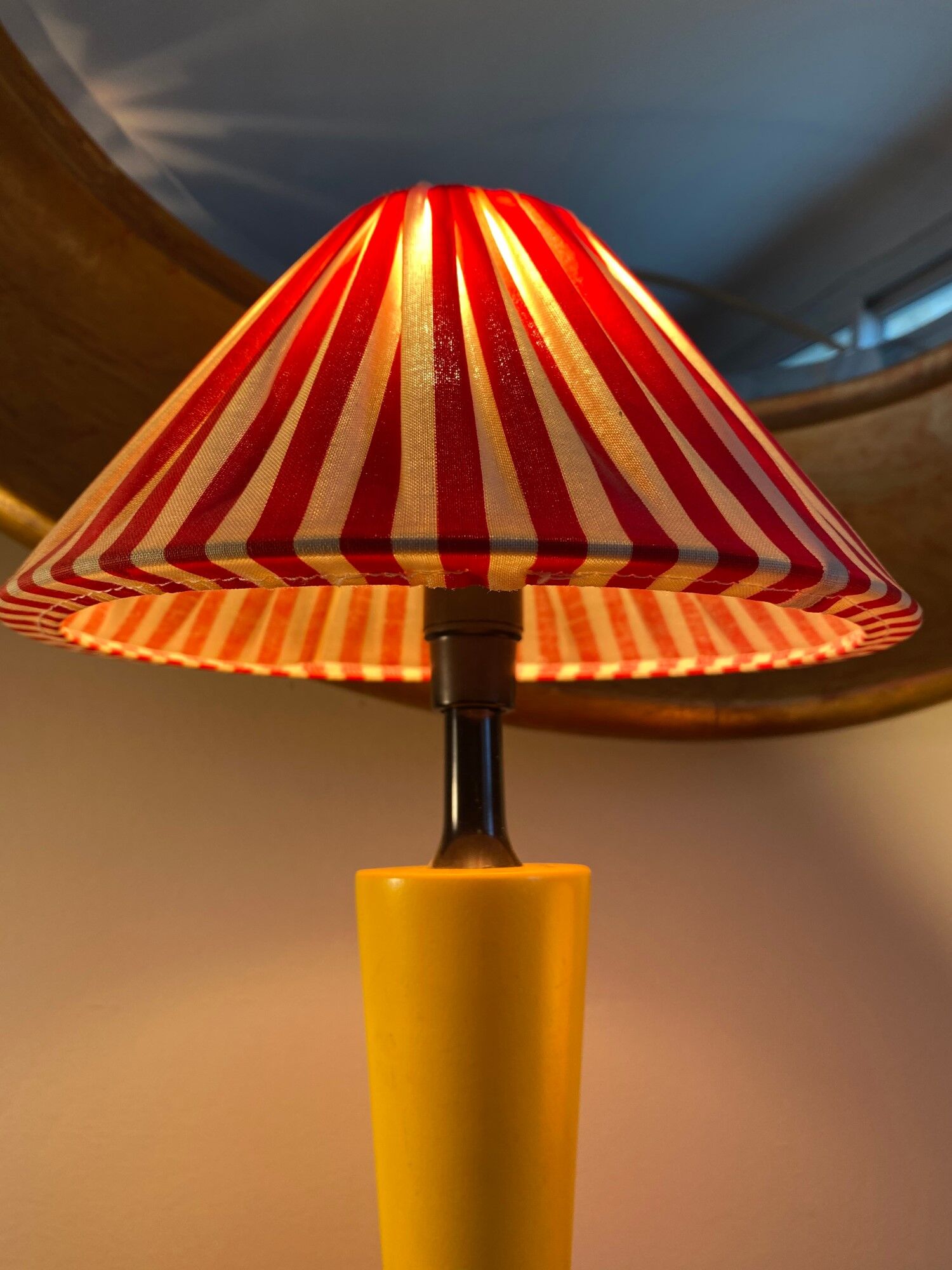 Wood and fabric lamp and wall light set