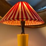 Wood and fabric lamp and wall light set