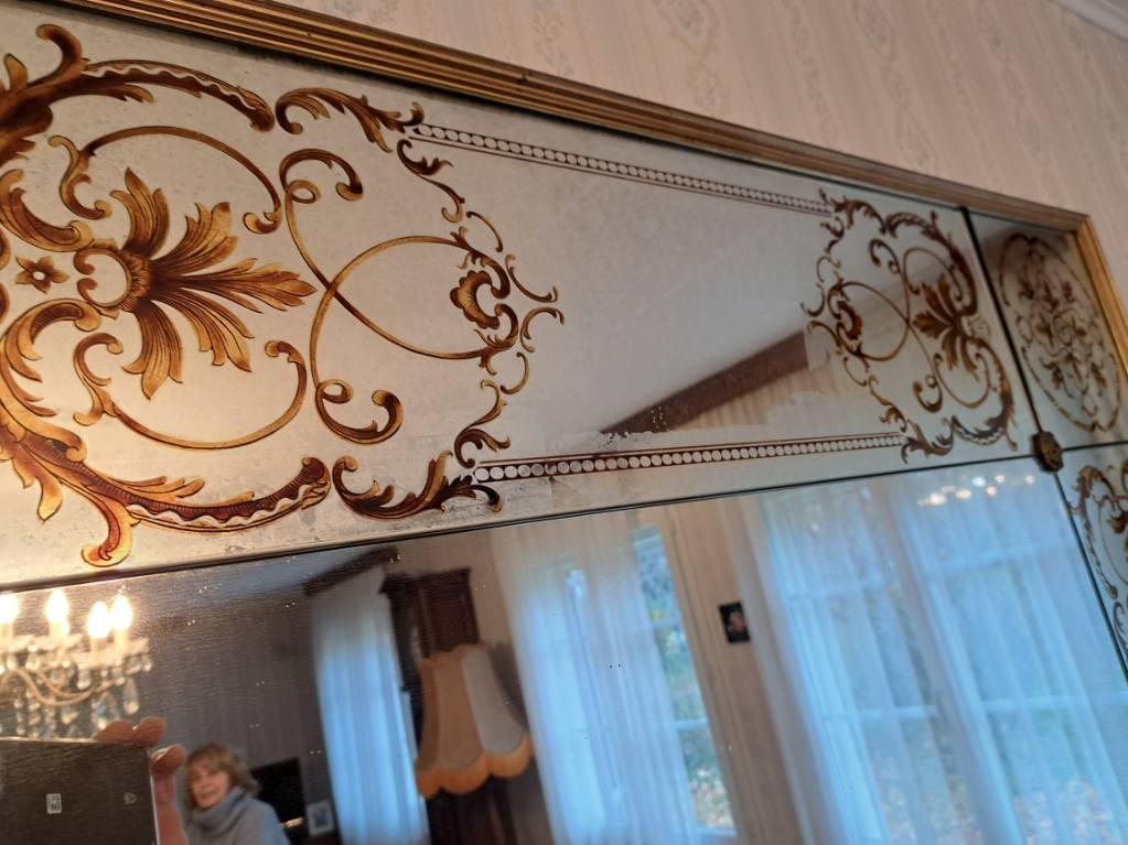 Bistro mirror - brasserie glass eglomisé, 202x102 cm