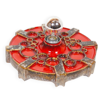 Vintage 1970s ceramic 'Fat Lava' style wall light by Hustadt Leuchten