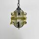 Brutalist glass and iron hanging lamp, 1970s