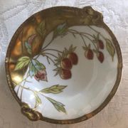 Five Antique Limoges Porcelain Berry Plates: Hand-Painted Gilbert, Gilded