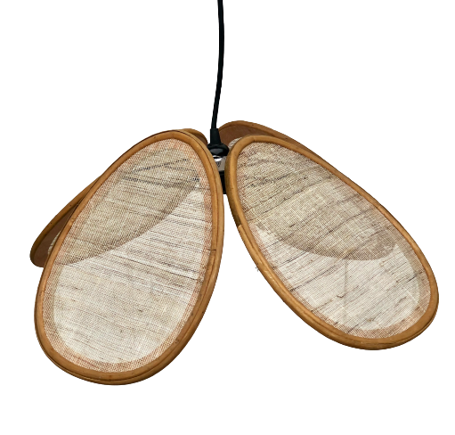 Suspension fleur rotin et lin