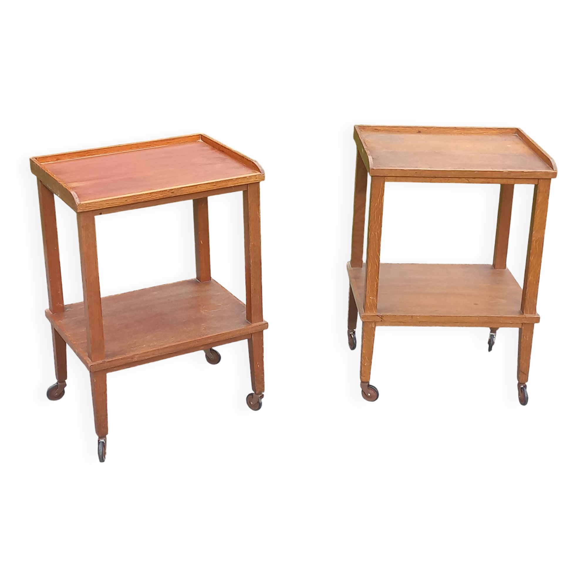 Pair of vintage 50s oak side tables