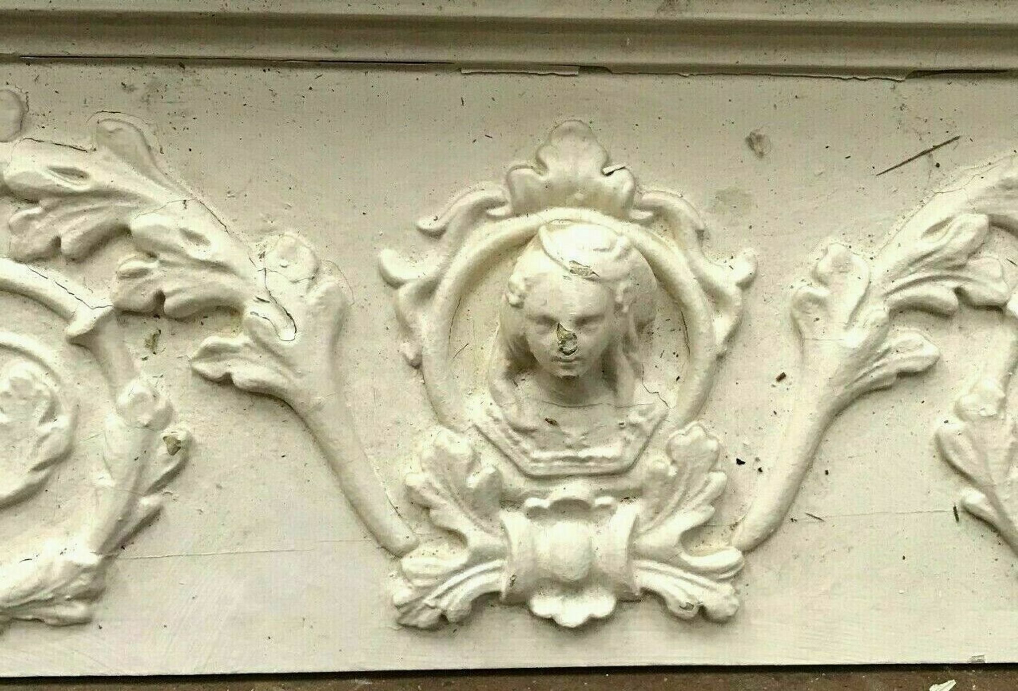 Door front or decorative panel in wood and patinated stucco 20th century