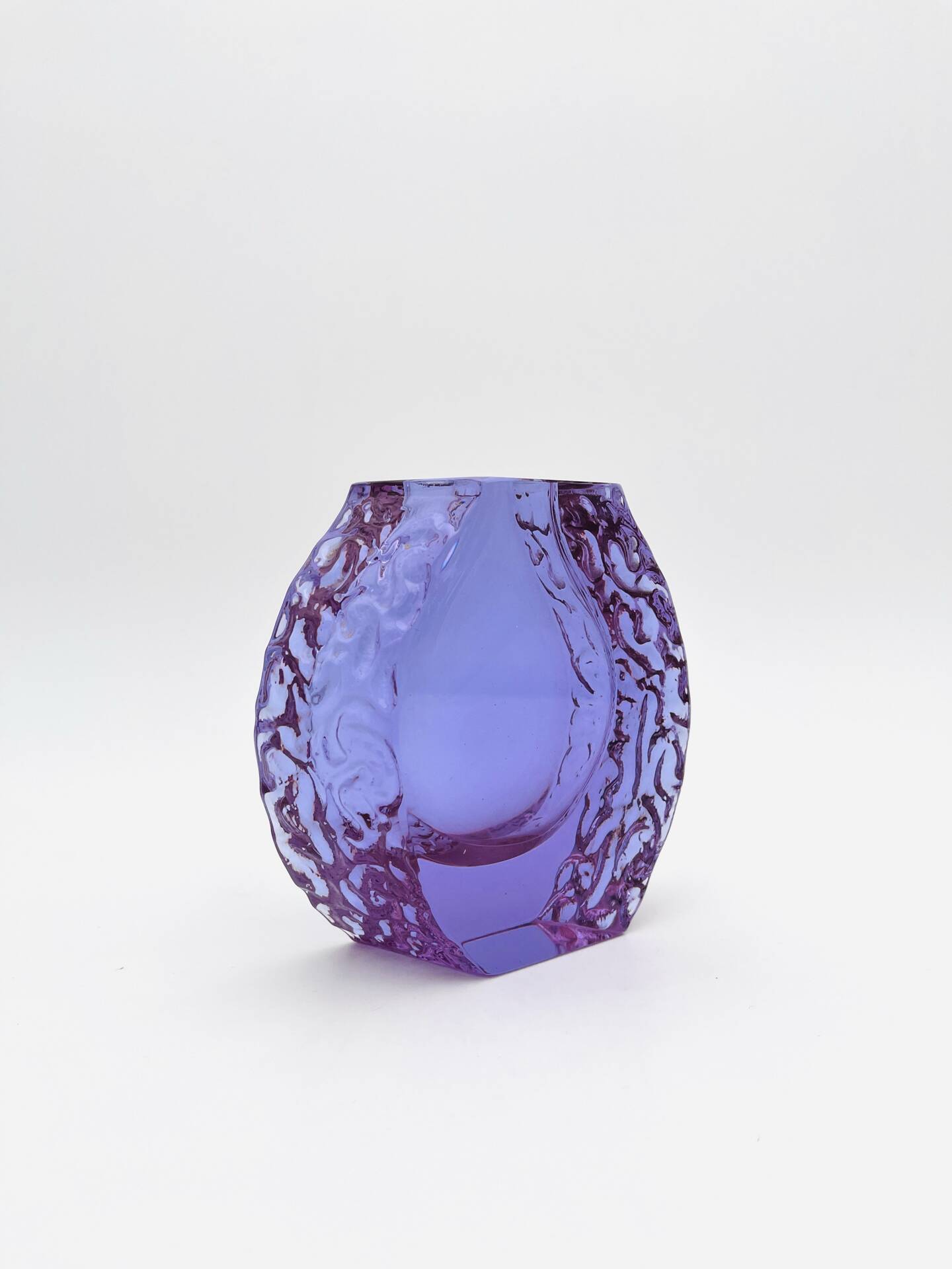 Murano Vase Alexandrite Mandruzzato Neodymium Brutalist Bark 13.5