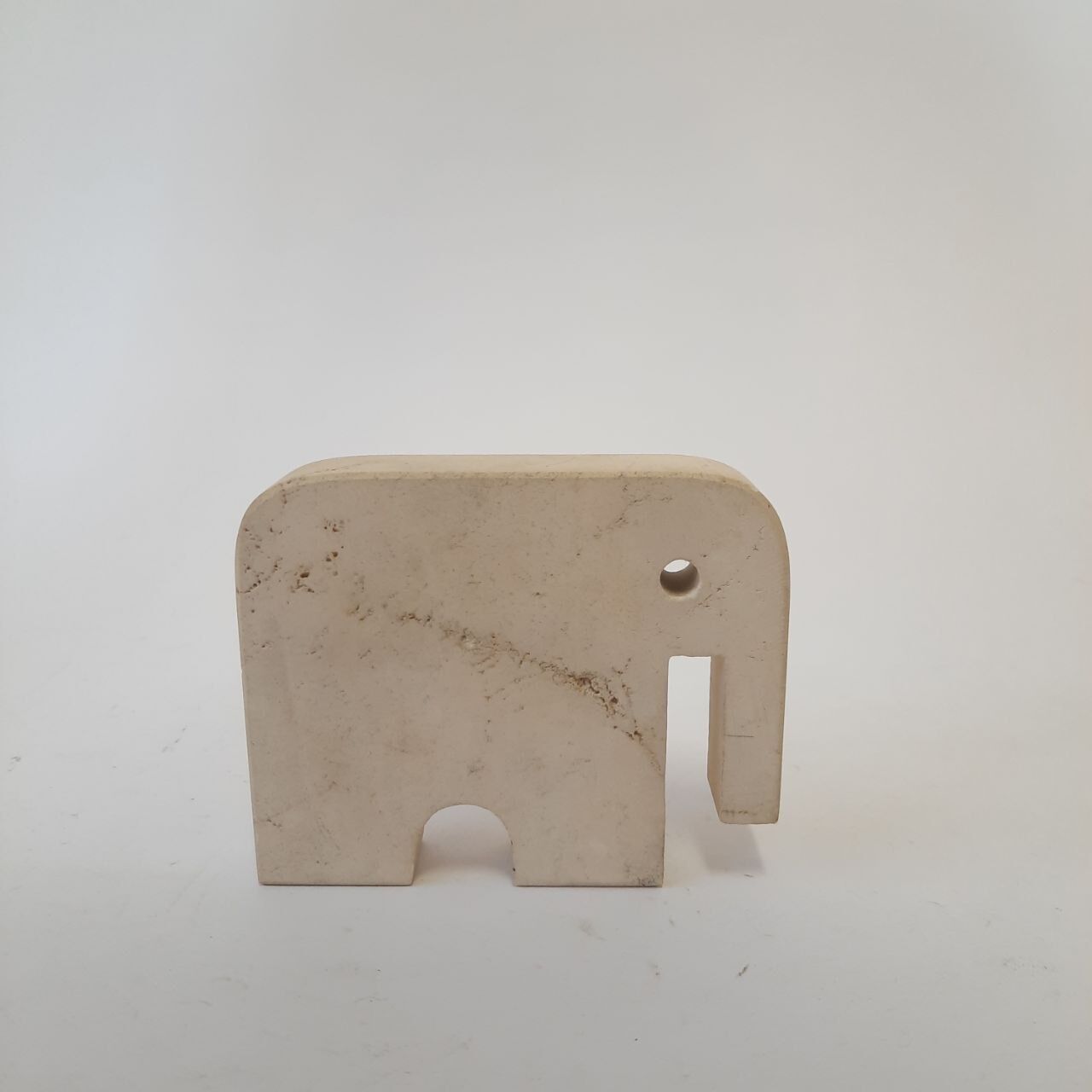 Three elephant statuettes travertine paperweight - Fratelli Mannelli made in Italy - vintage