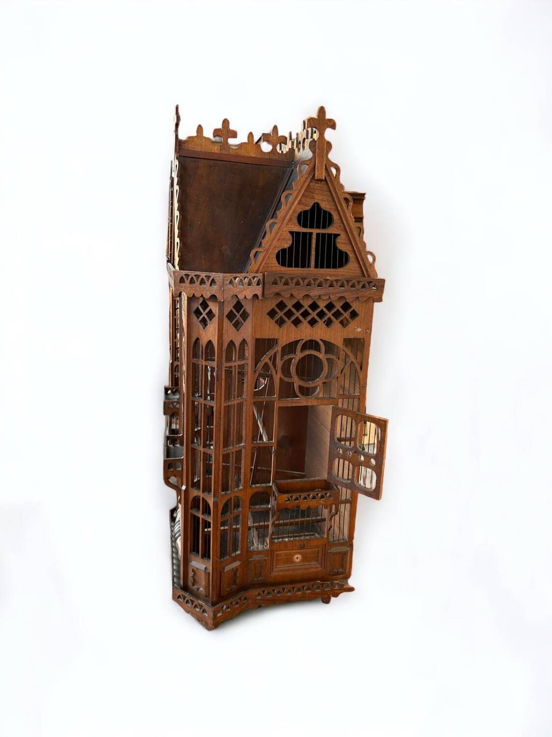 Important bird cage - aviary representing a house early 20th century l 158 cm