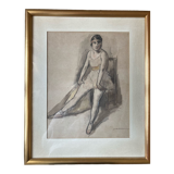 Drawing dancer in her dressing room - Charle Emmanuel Jodelet