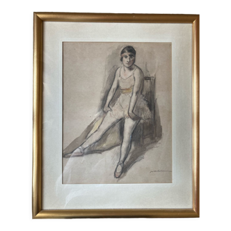 Drawing dancer in her dressing room - Charle Emmanuel Jodelet