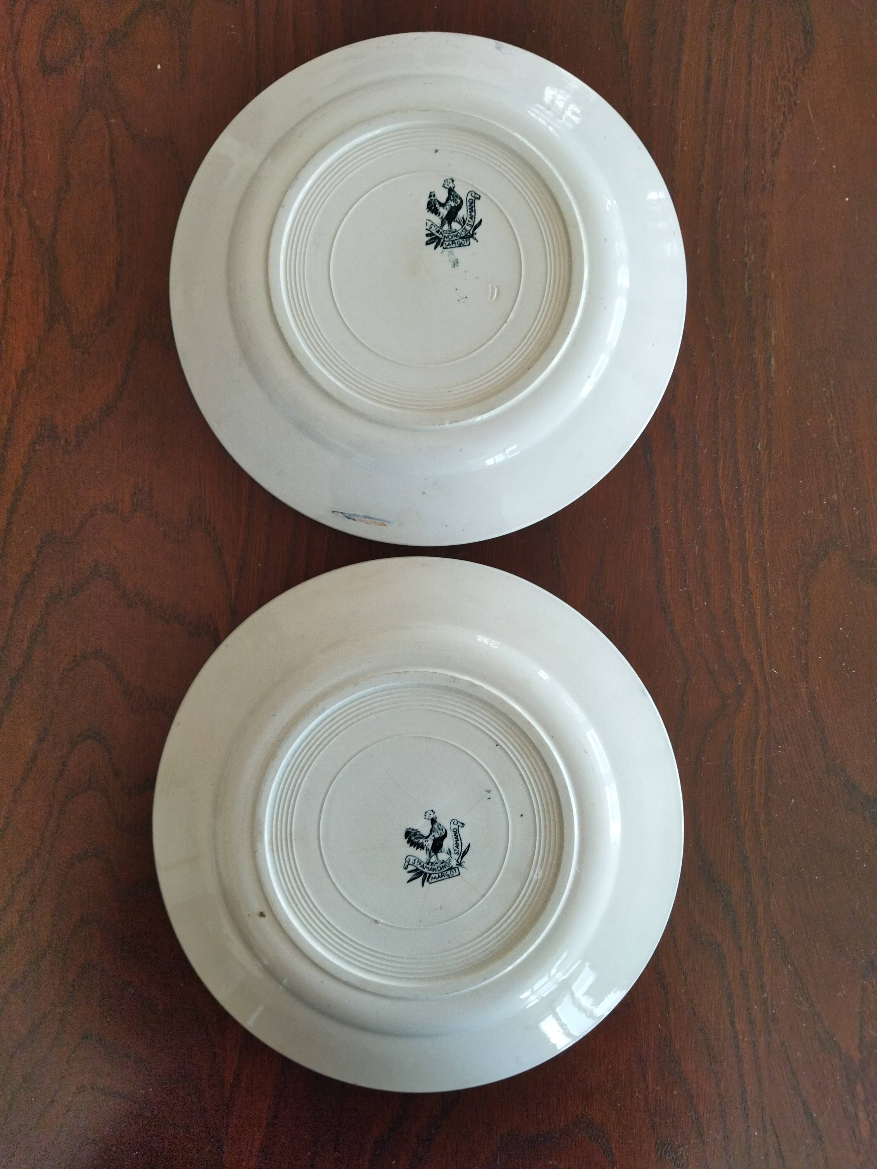 8 iron earthenware plates (St Amand Hamage HB & Cie Sarreguemines Digoin)