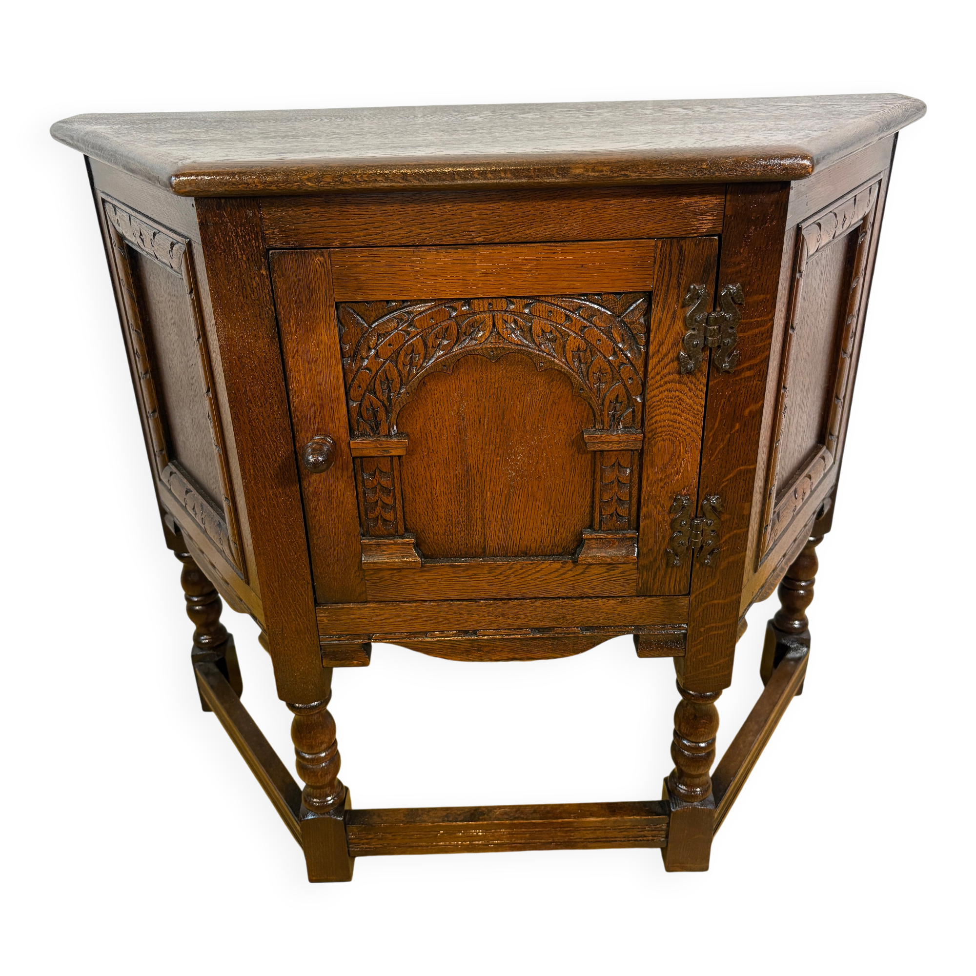 Vintage Old Charm Furniture Canted Side Cabinet English Country House  1970