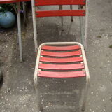 Garden table and two vintage canvas chairs 50/60