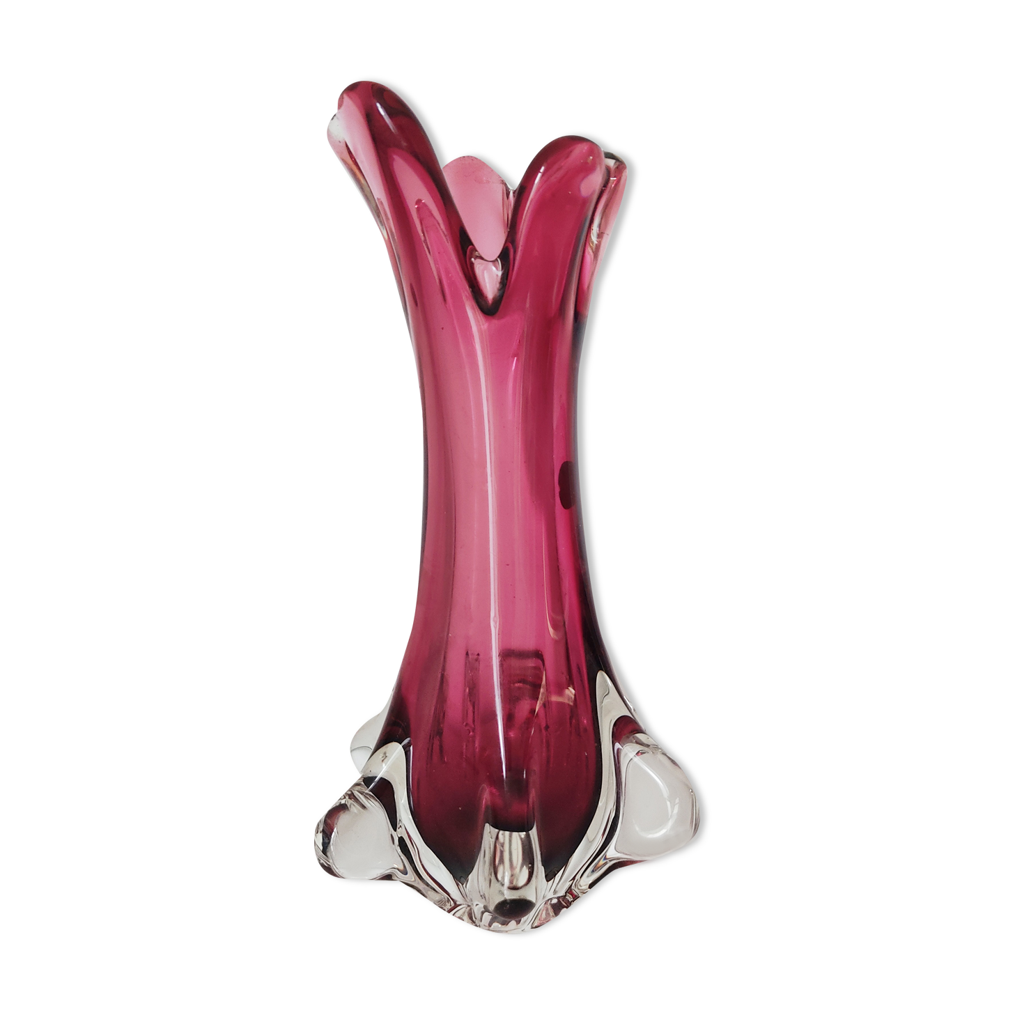 Vase Murano splash pink glass