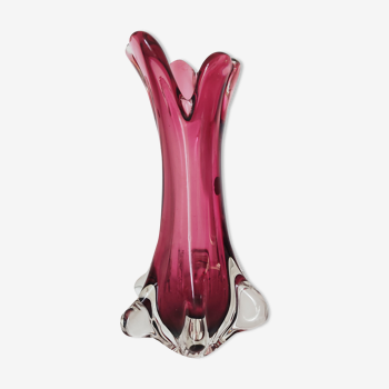 Vase Murano splash pink glass