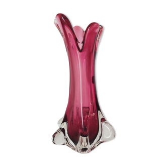 Vase Murano splash pink glass