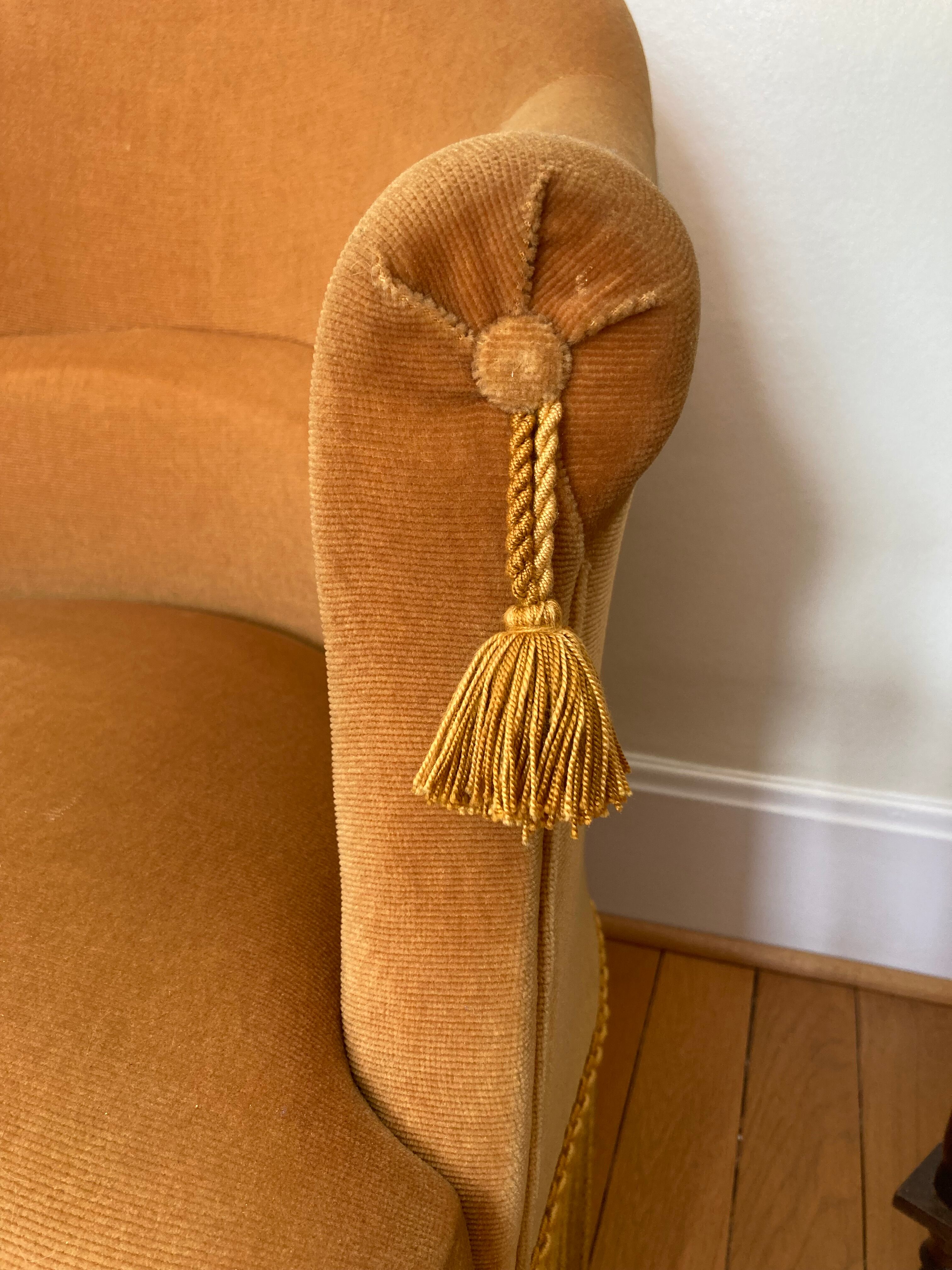 Mustard velvet toad armchair