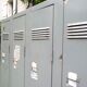 Grey metal industrial cloakroom