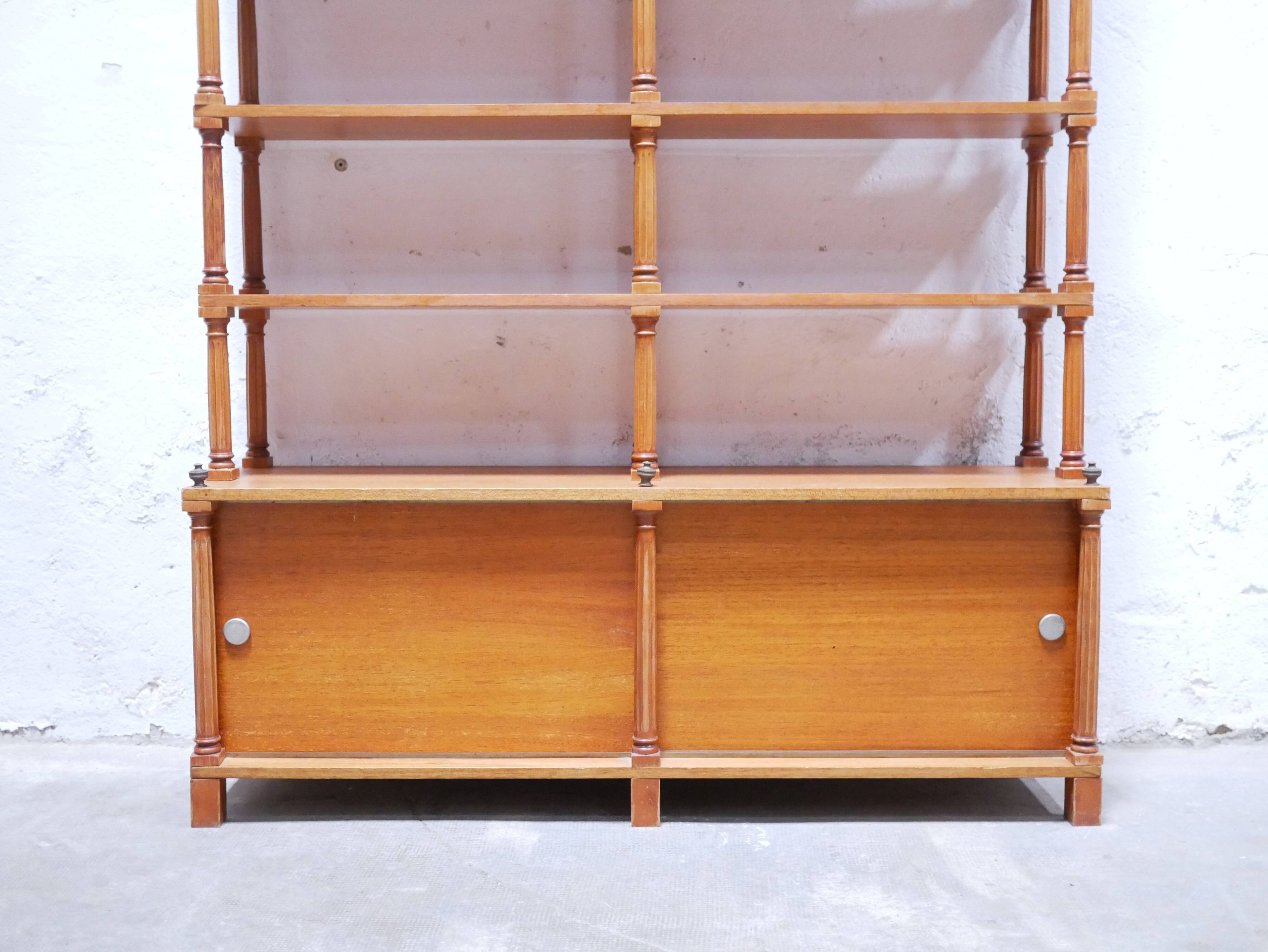 Vintage wooden bookshelf library